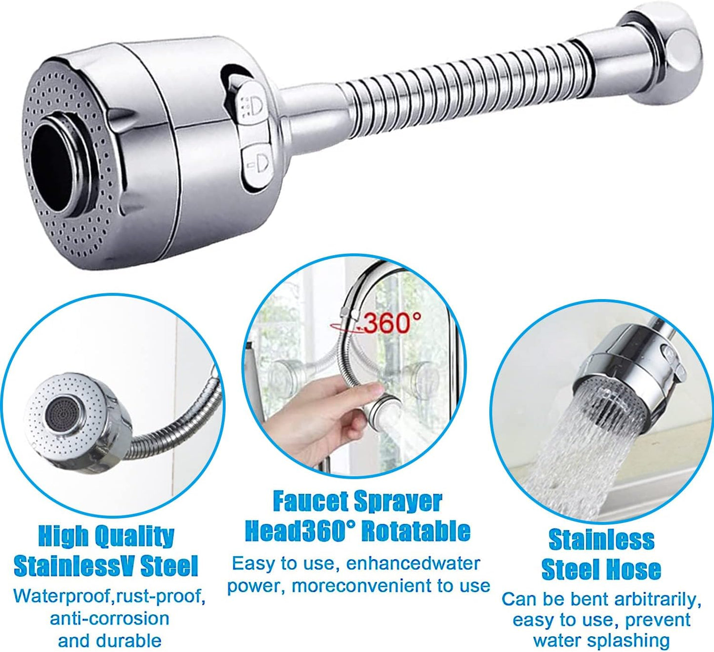 Flexible Faucet Head Universal Splash Filter Faucet Multi-Function Sprayer Head Kitchen Faucet