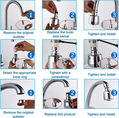 Flexible Faucet Head Universal Splash Filter Faucet Multi-Function Sprayer Head Kitchen Faucet